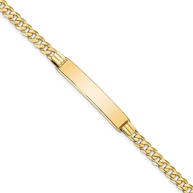 Women’s birthstone bangles-Curata 7mm 14k Yellow Gold Engravable Curb Link ID Bracelet