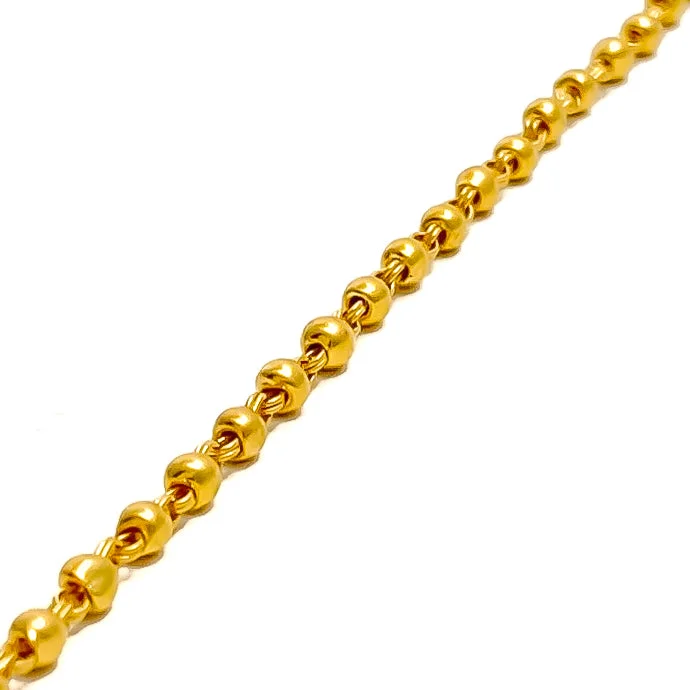 Women’s gold beaded bracelets-Lovely Lined 22k Gold Mini Orb Baby Bracelet