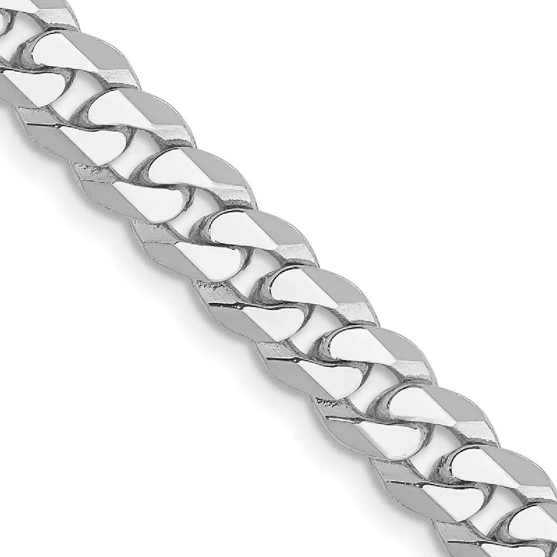 Women’s handcrafted bracelets-Curata 14k White Gold Solid Polished 5.2mm Flat Curb Chain Bracelet Lobster Claw