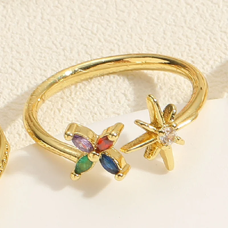 Flower Six-Pointed Star Ring