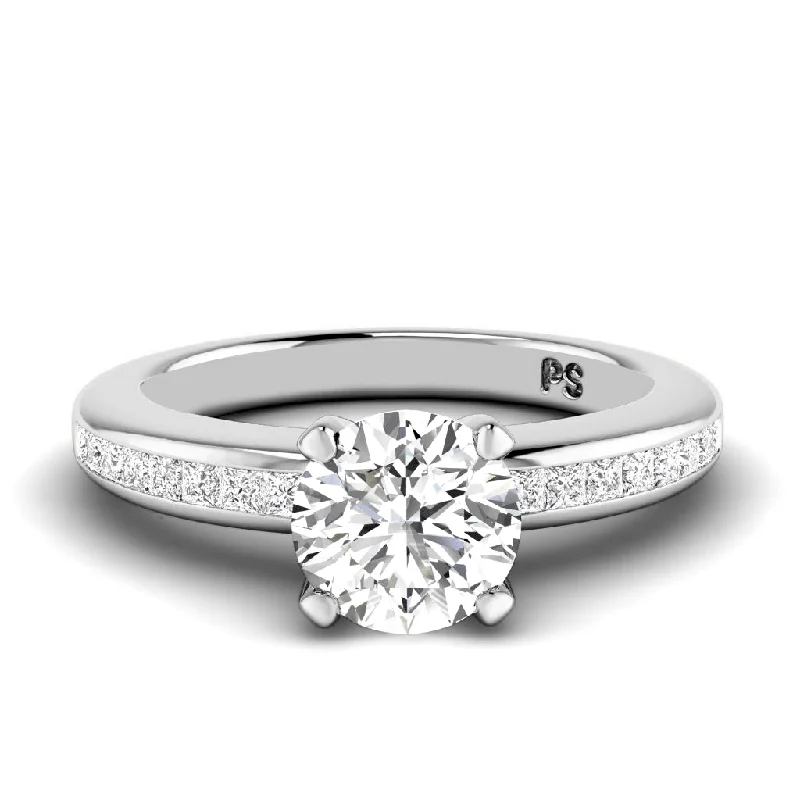 Women’s platinum diamond engagement rings-0.67-1.82 CT Princess & Round Cut Diamonds - Engagement Ring