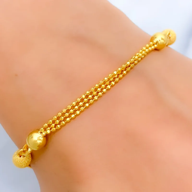 Women’s handcrafted bracelets-Fine Twisted Bead 22k Gold Bracelet