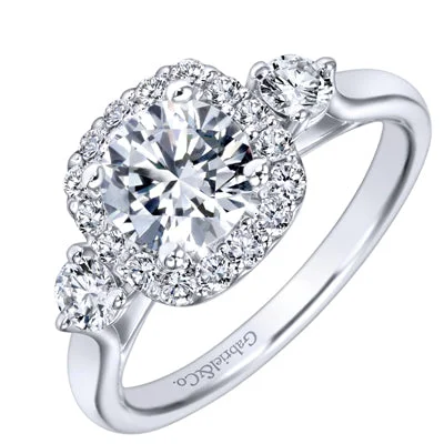 Women’s two-tone engagement rings-Gabriel Martine Diamond Halo Engagement Ring Setting in 14kt White Gold (1/2ct tw)