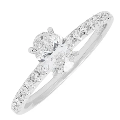 Women’s sapphire engagement rings-Oval Diamond Engagement Ring in 14kt White Gold (1ct tw)