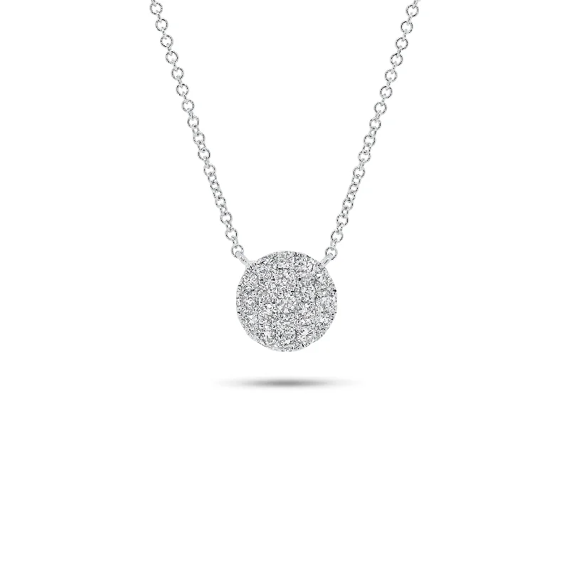 Women’s moonstone necklaces-Pave Diamond Circle Pendant Necklace