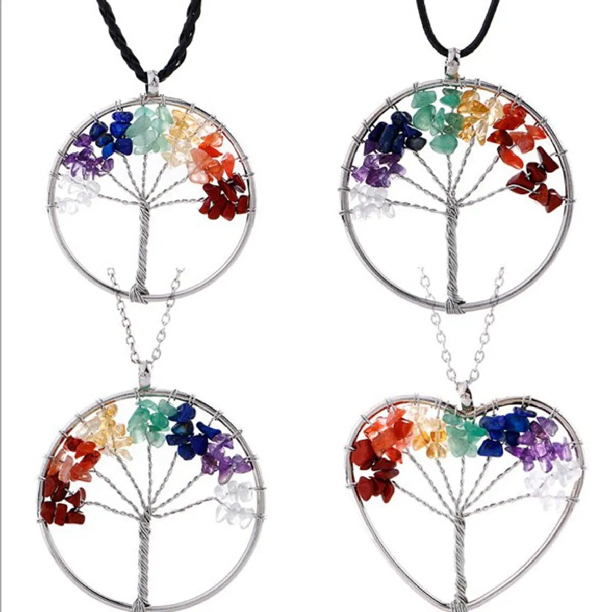 Women’s boho gold necklaces-Ethnic Style Tree Artificial Crystal Alloy Beaded Hollow Out Women's Pendant Necklace 1 Piece