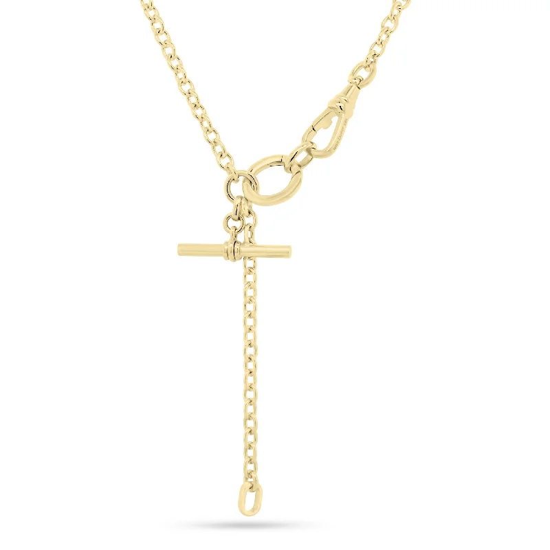 Women’s crystal pendant necklaces-Gold Toggle Lariat Necklace