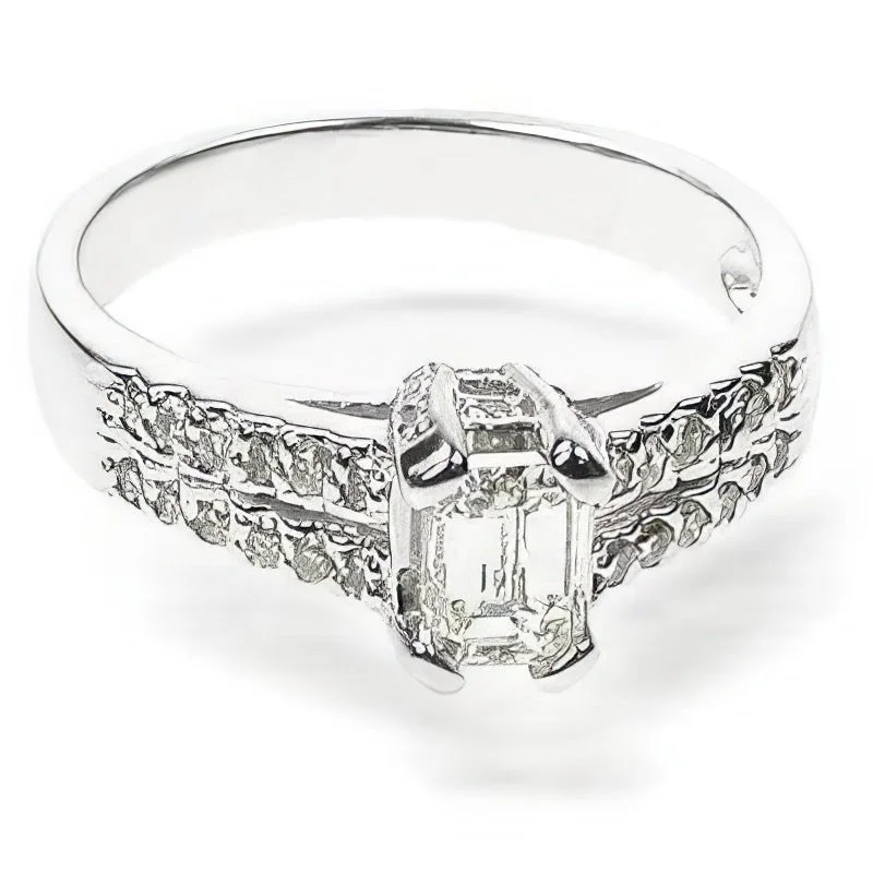 Women’s vintage style engagement rings with diamonds-0.90-2.05 CT Round & Emerald Cut Diamonds - Engagement Ring