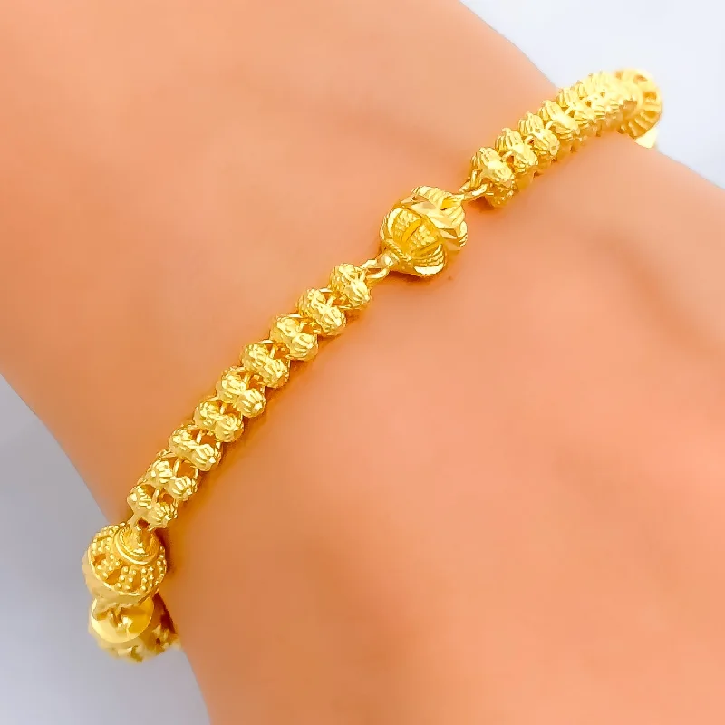 Women’s sparkly bangles-Refined Glamorous 22k Gold Beaded Bracelet