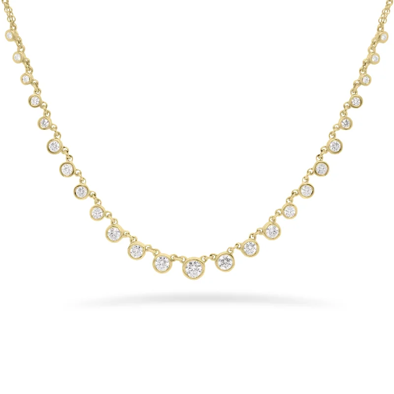 Women’s heart necklaces-Diamond Bezels Graduated Necklace