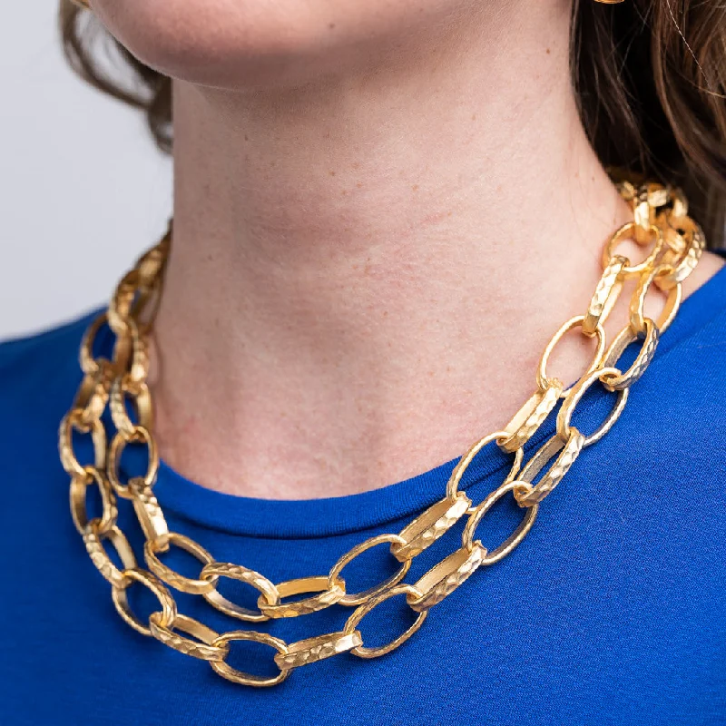 Women’s layered gold necklaces-Satin Gold Small Link Necklace