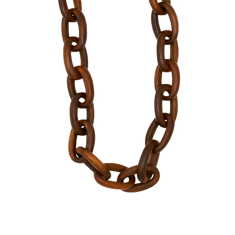 Women’s engraved necklaces-Wooden Link Necklace