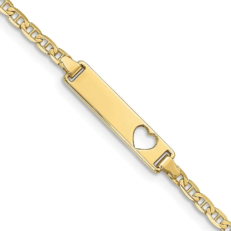 Women’s sparkly bangles-10k Yellow Gold Flat Anchor Link ID Bracelet, 7" (W-5.01mm)