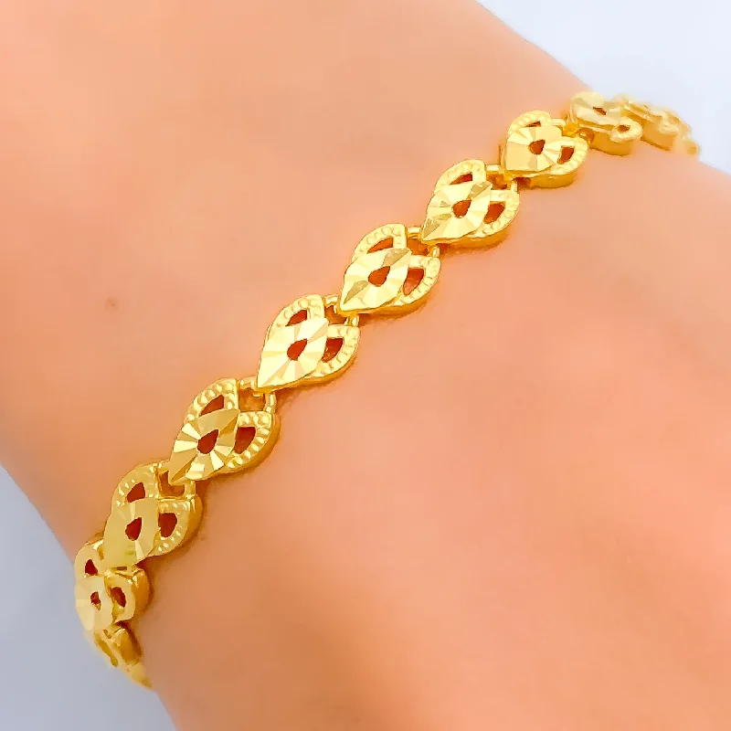 Women’s custom bracelets-Geometric Ornate 22k Gold Bracelet