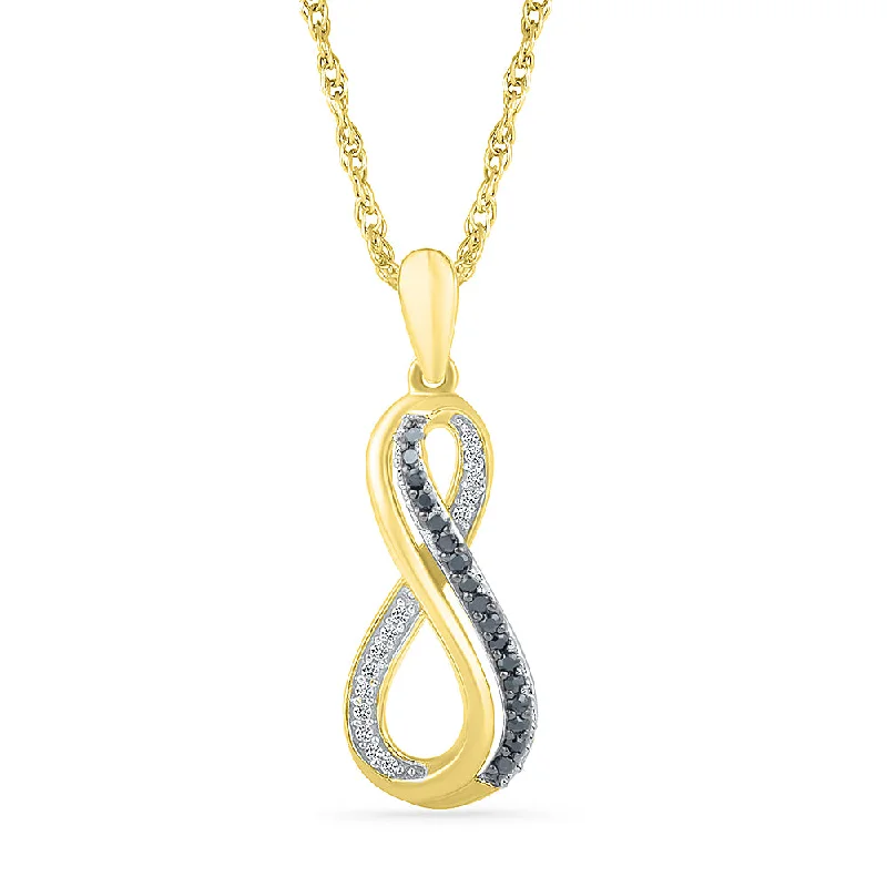 Women’s minimalist necklaces-White & Black Diamond Infinity Necklace