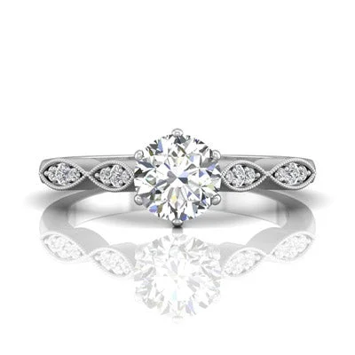 Women’s art deco engagement rings-Martin Flyer Diamond Engagement Ring Setting in 14kt White Gold (1/10ct tw)