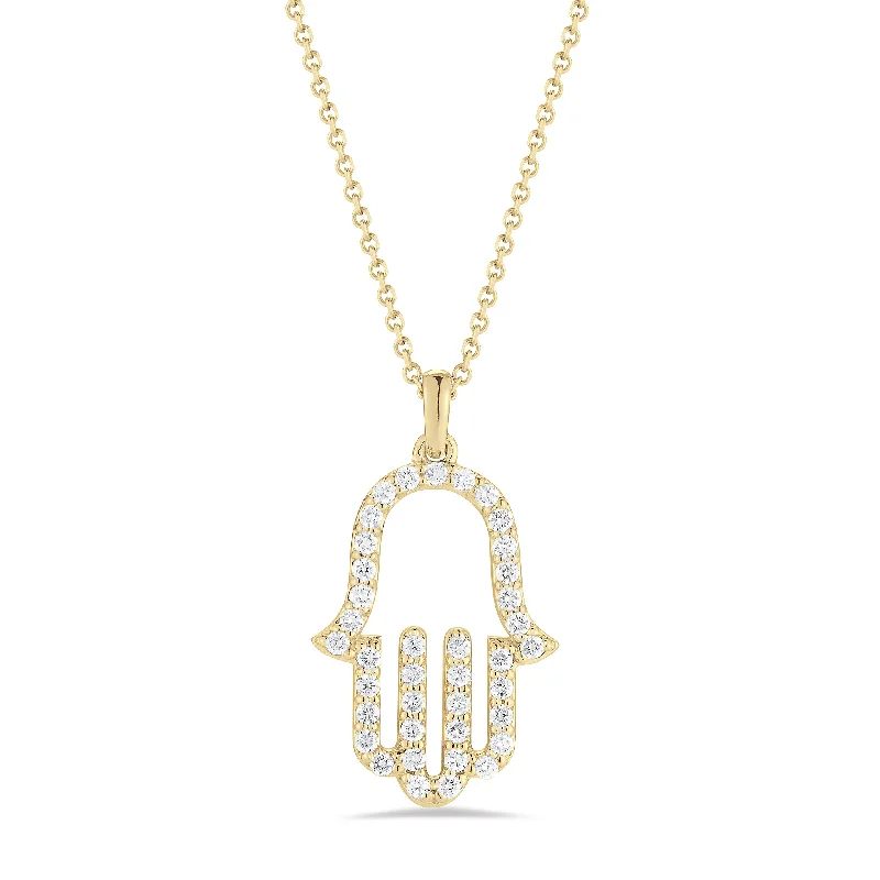 Women’s infinity necklaces-Diamond Hamsa Pendant Necklace