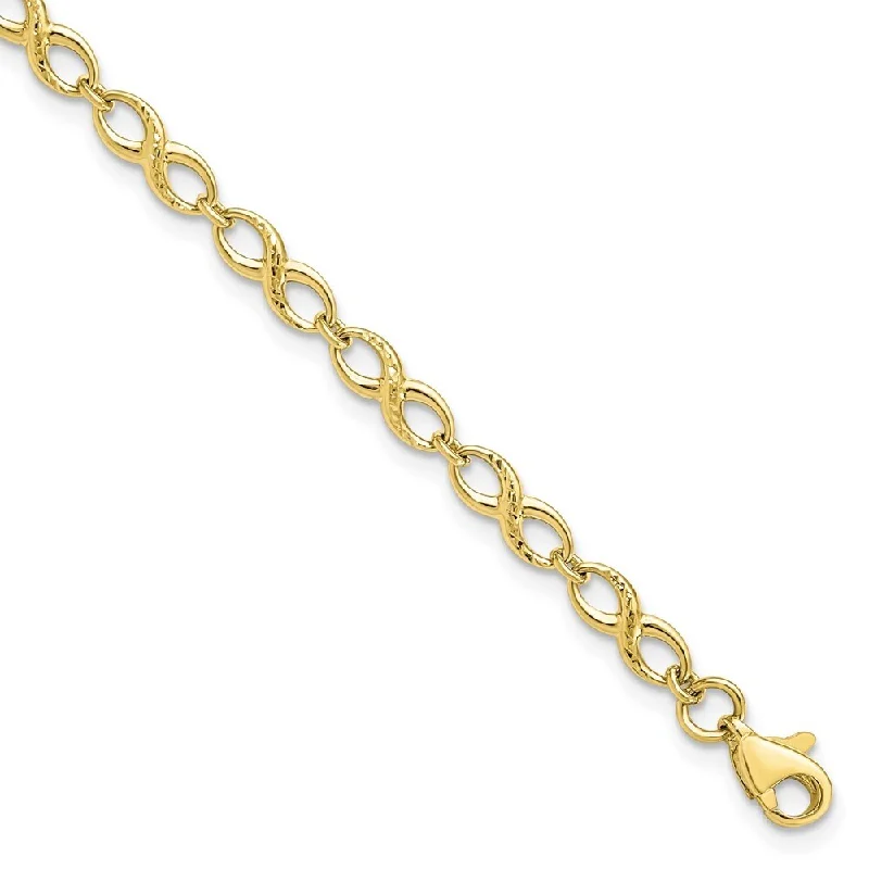 Women’s sparkly bangles-Leslie's 10k Yellow Gold & Diamond-Cut Bracelet, 7" (W-3mm)